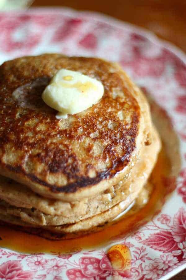 Whole wheat pancakes recipe is light and fluffy and easy to make. My kids love this! From RestlessChipotle.com