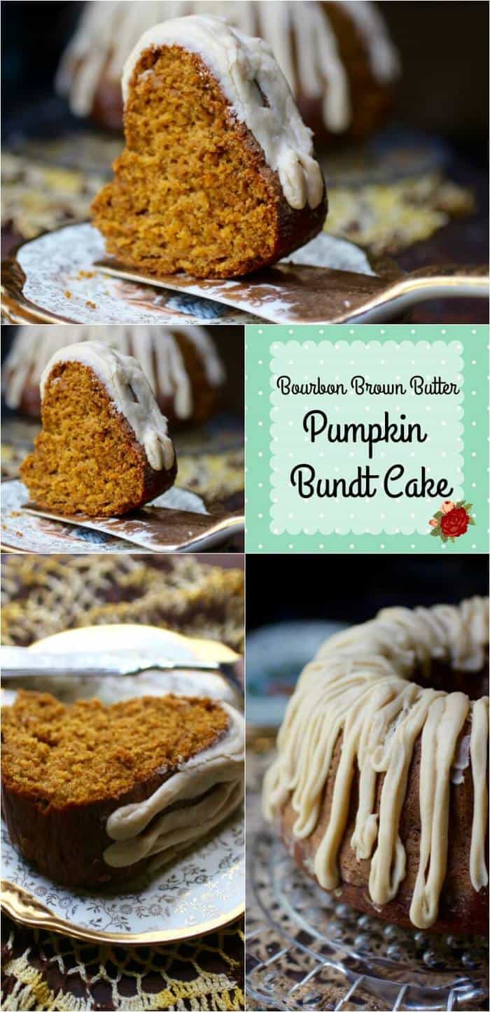 This bourbon brown butter pumpkin bundt cake recipe is over the top! So good! #pumpkin #cake #bundt