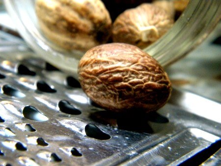 fresh nutmeg on a grater