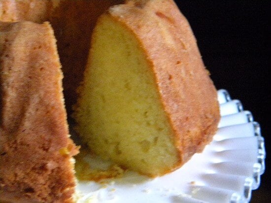 Finished sweet corn pound cake sliced.