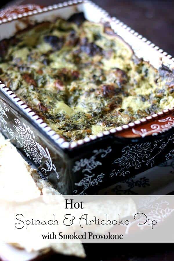 This hot spinach artichoke dip recipe is made even better with one simple addition. Creamy, smoky, rich, and gooey - it's the best! From RestlessChipotle.com