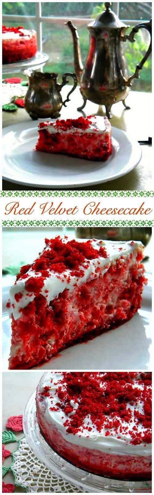 Gorgeous homemade red velvet cheesecake is the perfect holiday treat. It's the most unique red velvet cheesecake recipe out there! Click through to find why it was the most important cheesecake I ever made! From RestlessChipotle.com