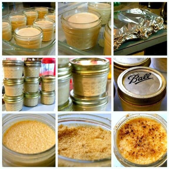 Collage of images showing how to store the custard.