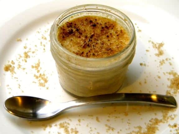 pots-de-creme Peanut butter pots de creme on a white plate.