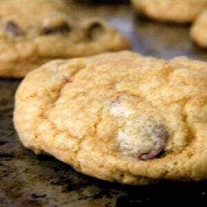 A baked chocolate chip cookies