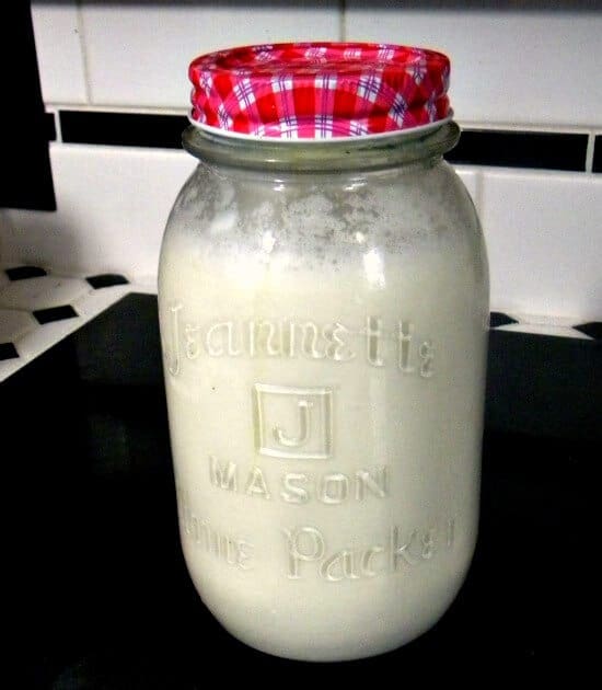 Buttermilk in a jar.
