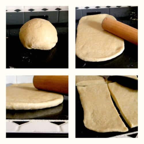 Rolling out homemade pasta dough 