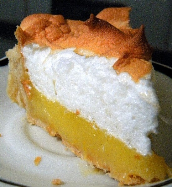 Slice of lemon meringue pie