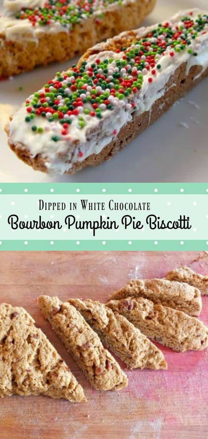 Bourbon pumpkin pie biscotti is easy to make and great for homemade holiday gift giving. from RestlessChipotle.com