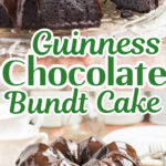 A collage of images of this bundt cake with title text overlay for Pinterest.