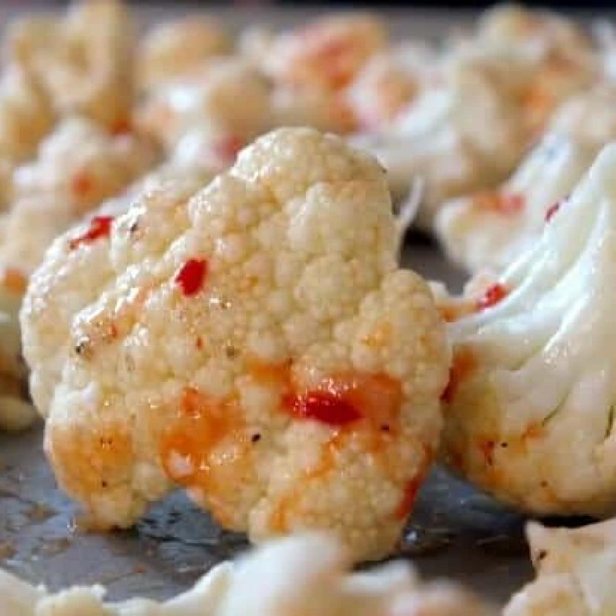 Closeup of roasted cauliflower.