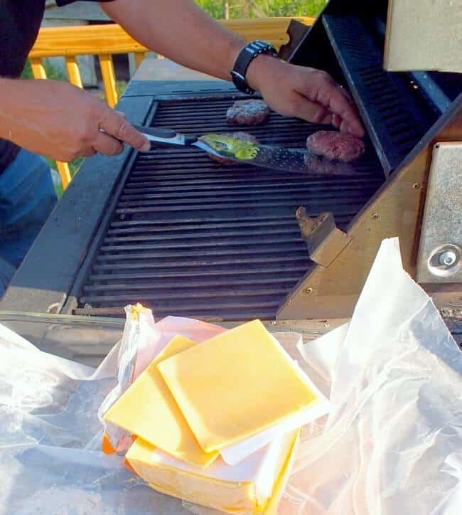 marc grilling cheeseburgers