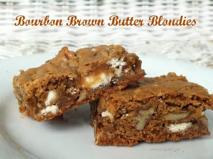 Bourbon Brown Butter Blondies on a plate