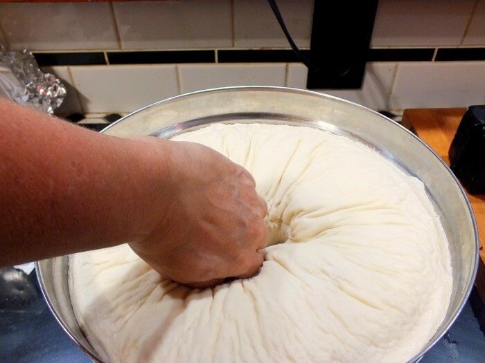 punching down bread dough