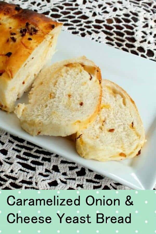 Homemade onion cheese yeast bread made with caramelized onions and cheddar. From RestlessChipotle.com