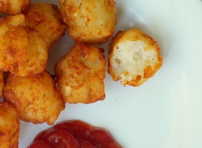 close up of the homemade tater tots