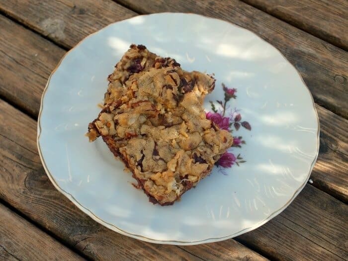 coconut blondies on a plate