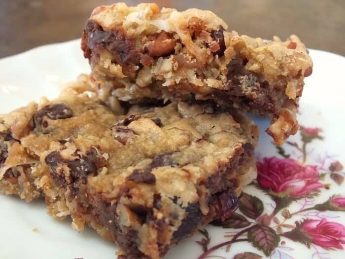 coconut cranberry blondies with chocolate