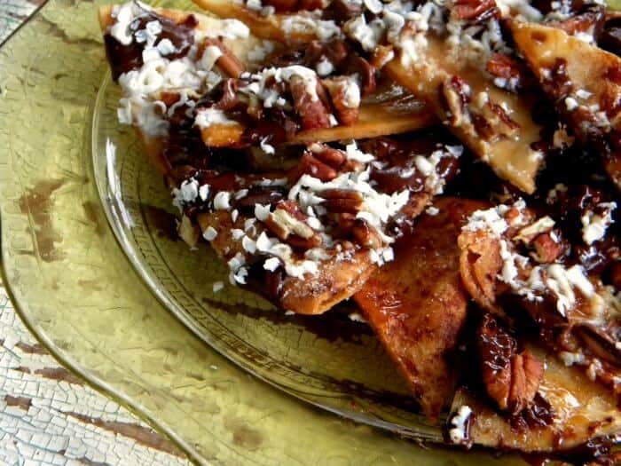 grilled dessert nachos on a platter|restlesschipotle.com