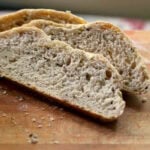 Close up of slices of homemade Jewish rye bread.