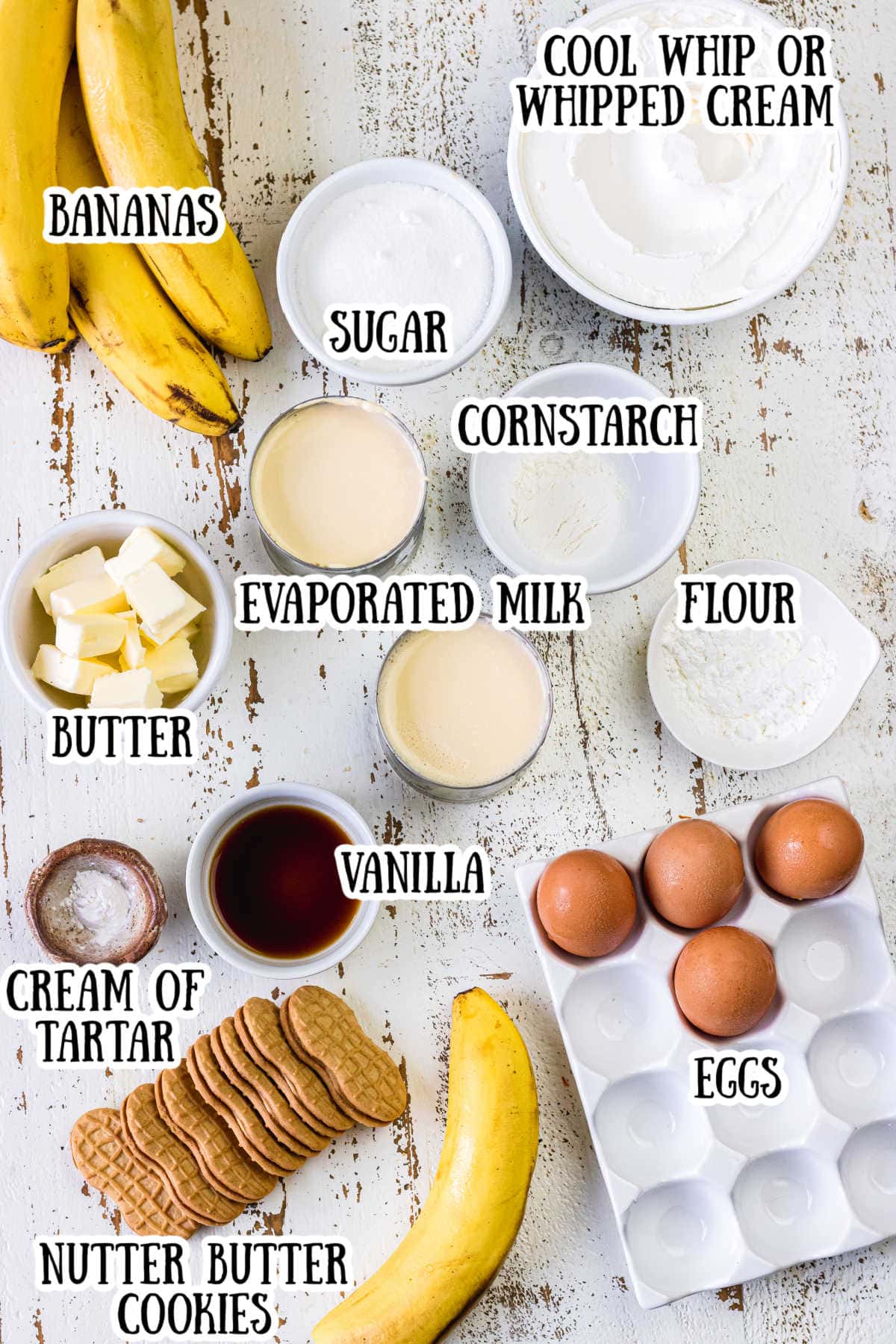 Ingredients for Nutter Butter Banana Pudding