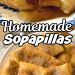 A collage of sopapillas with title text overlay for Pinterest.