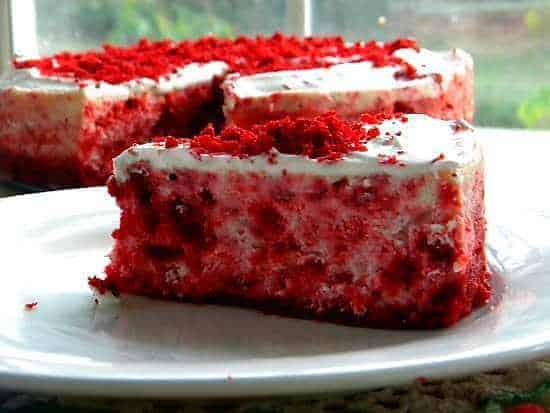red velvet cheese cake is beautfiul