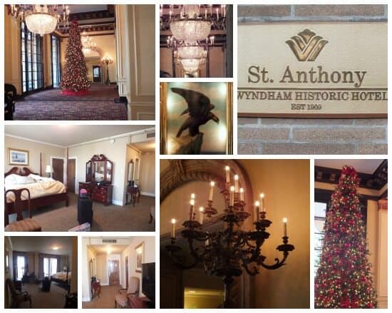 A collage of some of the antique features at the Historic St Anthony hotel in San Antonio - restless chipotle.com