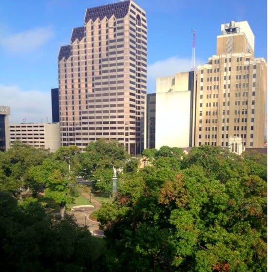 view from our room at the historic St Anthony Hotel in San Antonio -restlesschipotle.com