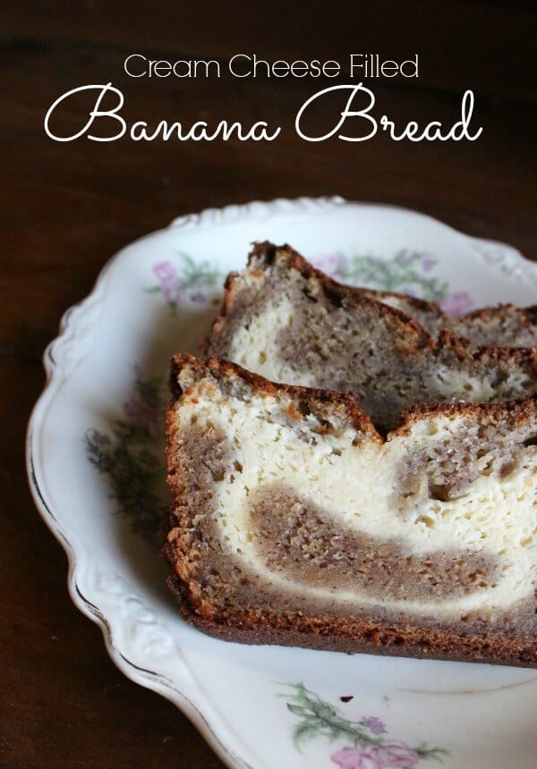 cream cheese filled banana bread is sweet and moist with a tangy cheesecake filling and it's a lot easier than you think! RestlessChipotle.com