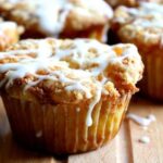 peach muffins with white chocolate chips streusel and a bourbon glaze are summer on a plate... from restlesschipotle.com