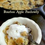 Bourbon apple pandowdy in a serving dish