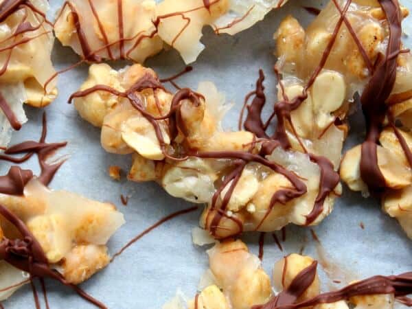 bourbon peanut brittle is delicate with just a hint of bourbon flavor. So easy to make, too! Restlesschipolte.com