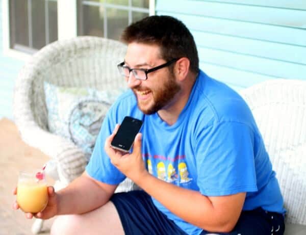 My son in law enjoying a coconut mai tai on the front porch. restlesschipotle.com