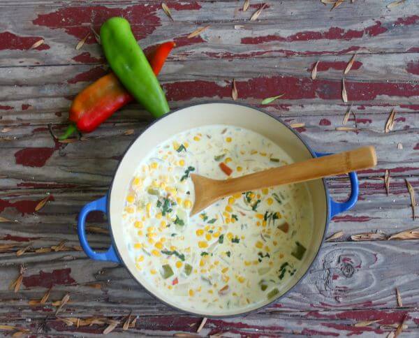 Hatch chile corn chowder is a comforting lunch or light dinner. Rich creamy broth surrounds sweet corn and spicy hatch chiles. Restlesschipotle.com
