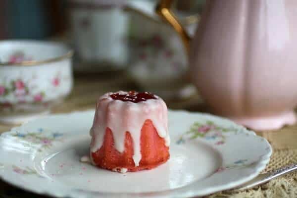 Pink velvet cupcakes flavored with white chocolate and almond are pretty for tea. RestlessChipotle.com