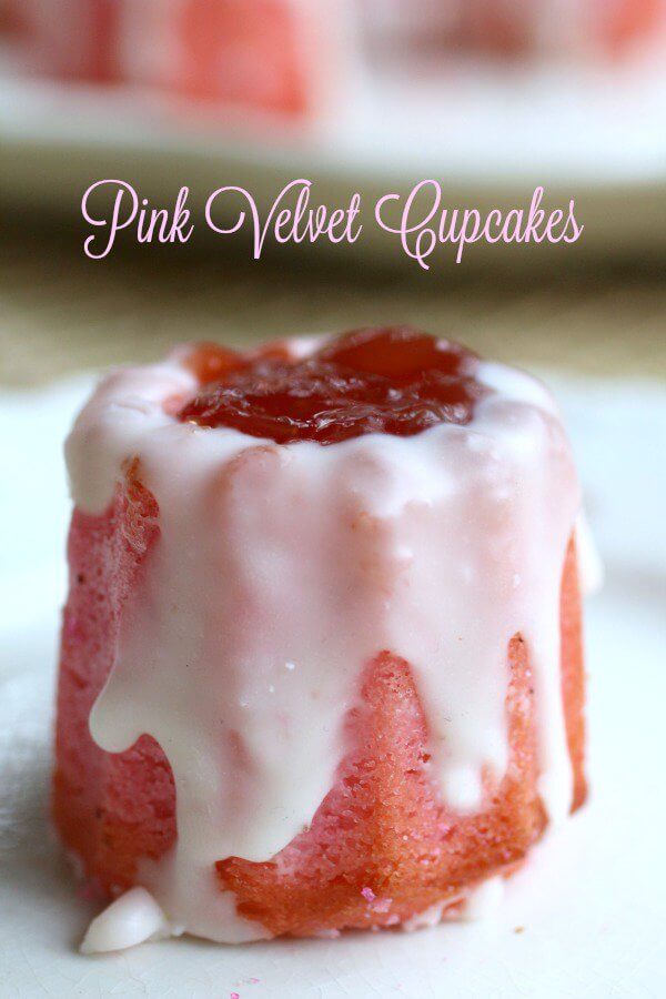 Pink velvet cupcakes are tender and sweet with a delicate white chocolate almond flavor. Perfect for baby or bridal showers! From RestlessChipotle.com