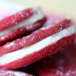 red velvet sandwich cookies closeup