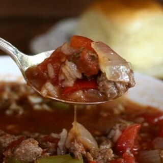 You can make stuffed pepper soup in the slow cooker or on top of the stove. From RestlessChipotle.com