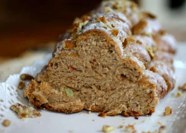 Viennese Christmas bread recipe makes one loaf of sweet yeast bread filled with candied cherries. From RestlessChipotle.com