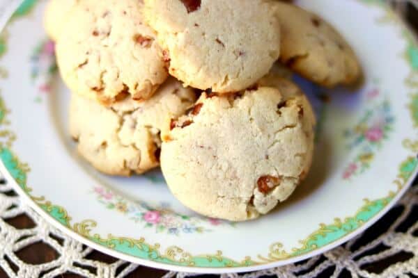 low carb pecan shortbread cookies on a plate