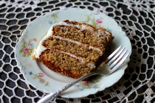 Pecan layer cake has just a splash of whiskey to bring out the richness and flavor. From RestlessChipotle.com