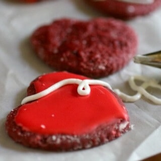 Red Velvet sugar cookies are easy to make and such a pretty color! From RestlessChipotle.com