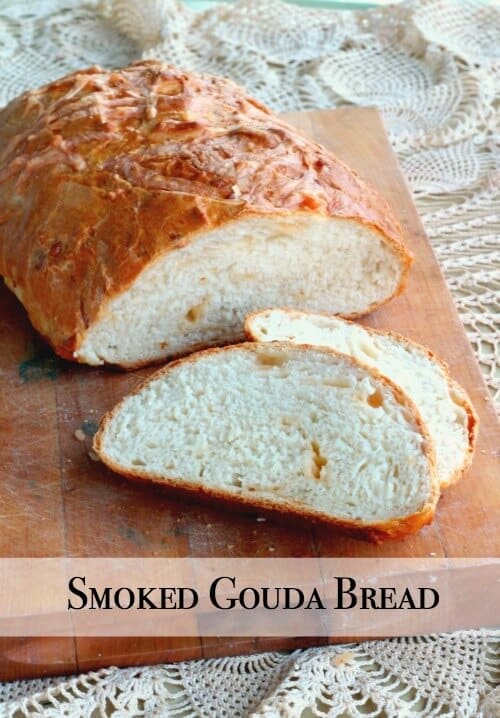 Smoked Gouda cheese bread is chewy and smoky with a crispy crust. Grilled cheese sandwiches anyone? From Restlesschipotle.com