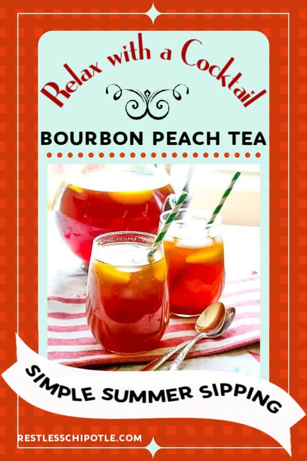 This bourbon peach tea is the perfect summer cocktail. Sweet, refreshing, and full of ripe peach flavor -- and best of all you can make it by the pitcher. This recipe has enough of a bourbon kick to say, welcome to the south, y\'all!