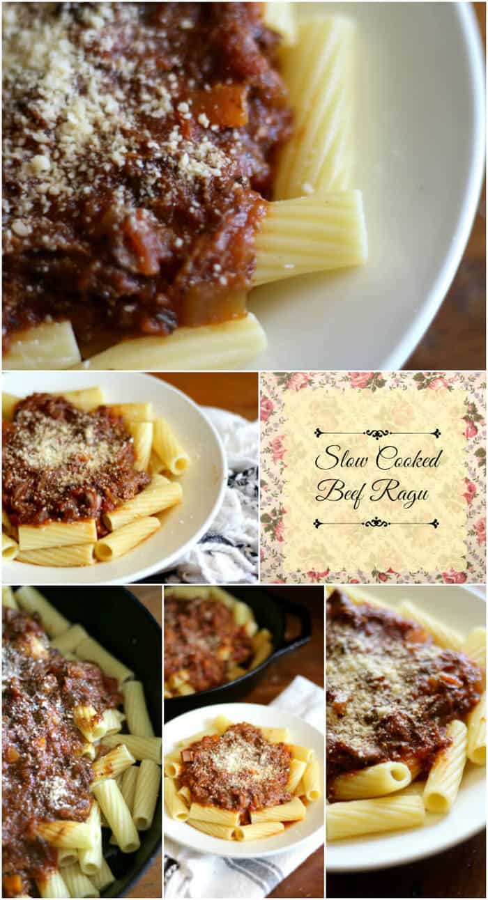 Super easy, slow cooked beef ragu is a rich combination of beef, herbs, and vegetables. Perfect weeknight meal! From RestlessChipotle.com