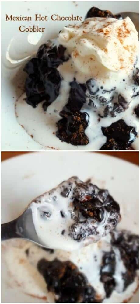 Quick and easy! Mexican hot chocolate cobbler from Restless Chipotle.