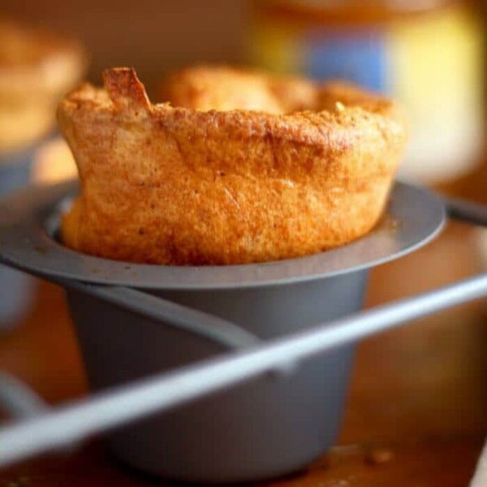 Cornmeal popover in a popover pan.