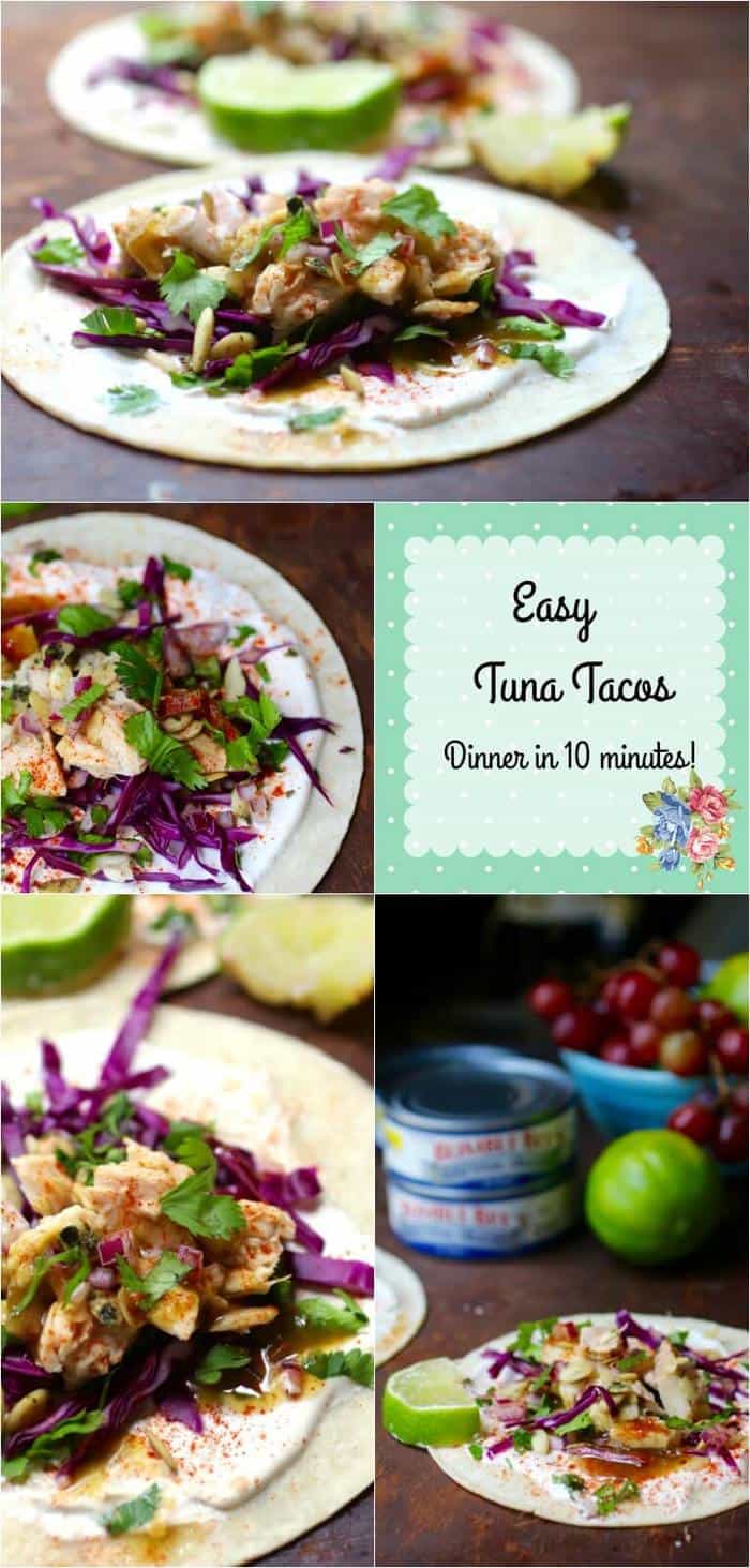 These easy tuna tacos are full of Southwestern flavor! Family friendly and they can be on the table in less than 10 minutes! From RestlessChipotle.com
