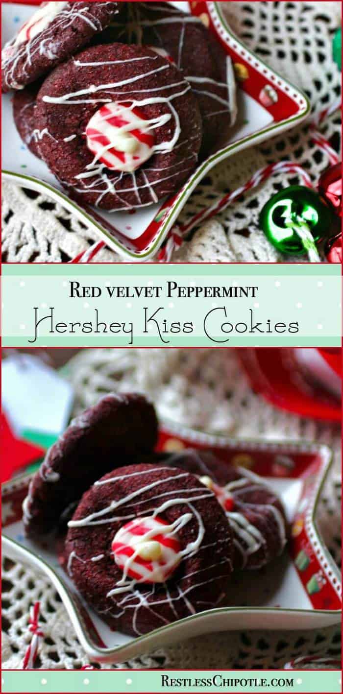 Hershey Kiss Cookies: Holiday Red Velvet Peppermint | Restless Chipotle